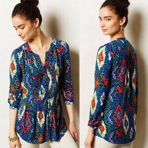 Anthropologie Maeve Topoxe Dropwaist Ikat Blouse